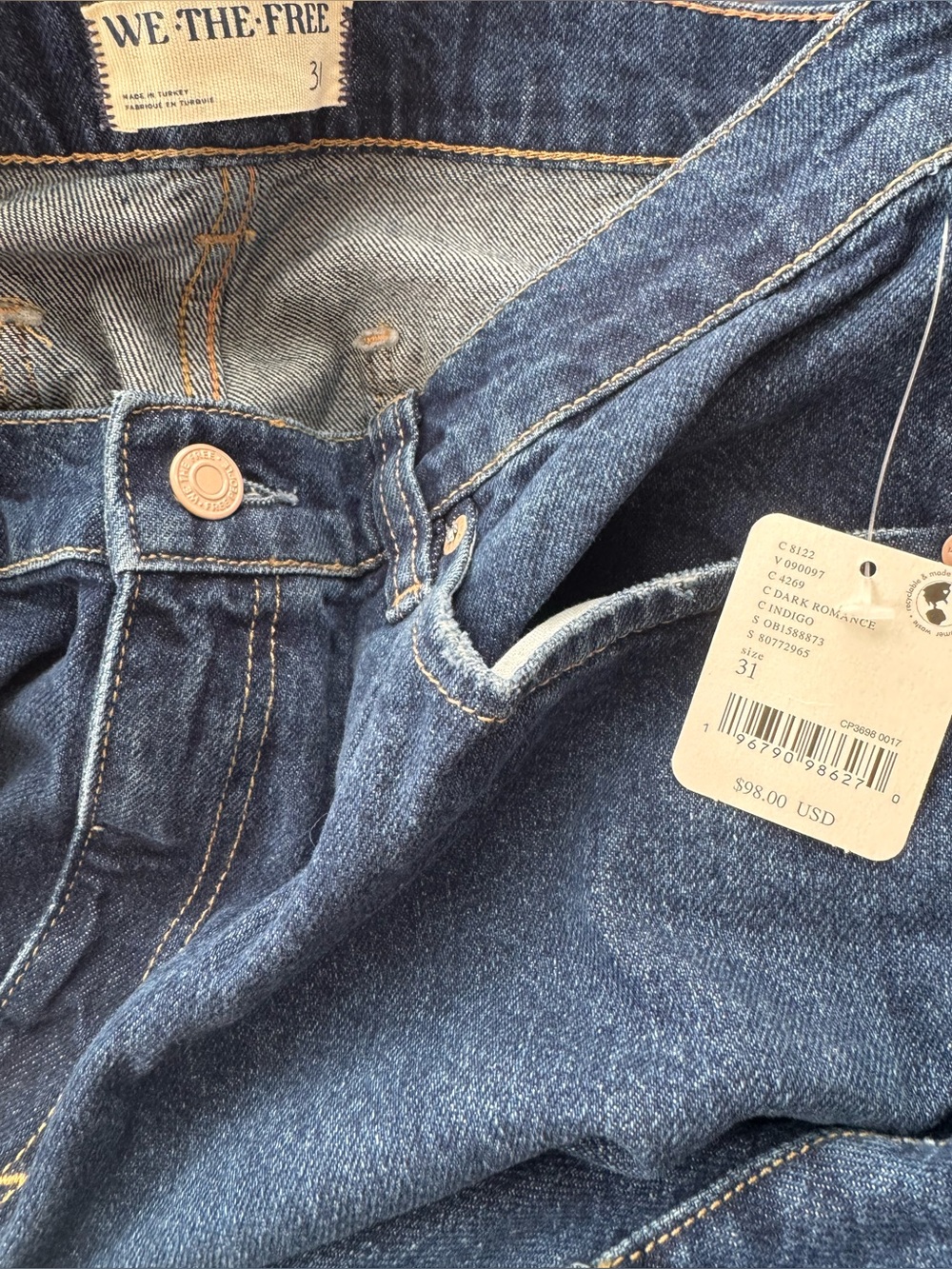 We the free carpenter jeans in dark romance indigo size 31 - Picture 3 of 6
